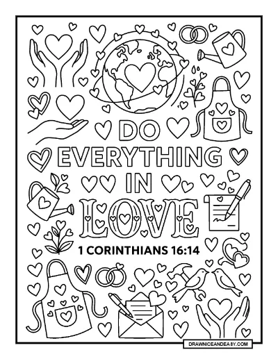 1 Corinthians 16:14 Let All That You Do Be Done In Love Bible Verse Coloring Page coloring page preview