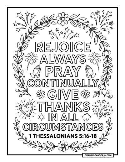 1 Thessalonians 5:16-18 Rejoice Always Bible Verse Coloring Page coloring page preview