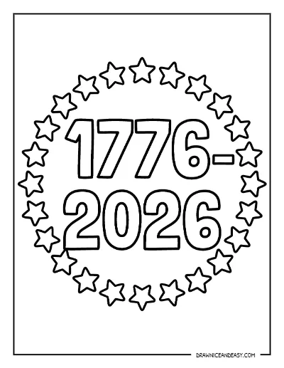 1776 to 2026 Stars Coloring Page – America 250 Free Printable coloring page preview
