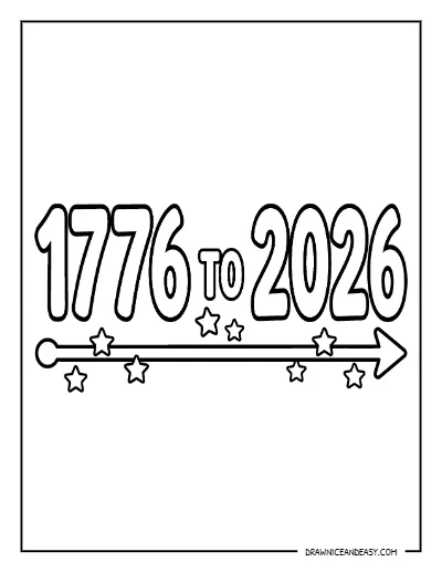 1776 to 2026 Timeline History Coloring Page – America 250 Free Printable coloring page preview