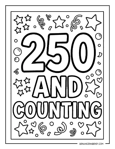 250 and Counting America's Future Coloring Page – Free Printable coloring page preview