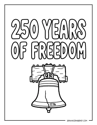 250 Years of Freedom Liberty Bell Coloring Page – Free Printable coloring page preview