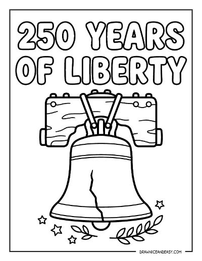250 Years of Liberty Bell Coloring Page – America 250 Free Printable coloring page preview