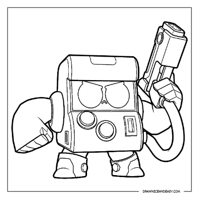 8-Bit Brawl Stars Coloring Pages (Default Skin) – Free Printable PDF coloring page preview