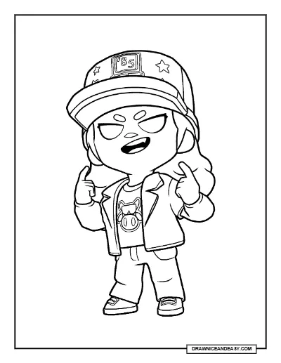 80s Dustin Nita Brawl Stars Coloring Page – Stranger Things Chroma Skin Printable coloring page preview