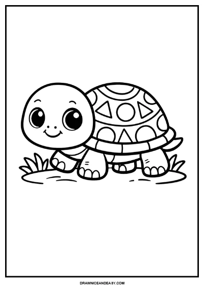  Adorable Baby Turtle Coloring Page | Spring Reptile Art for Kids | Easy Nature Printable coloring page preview