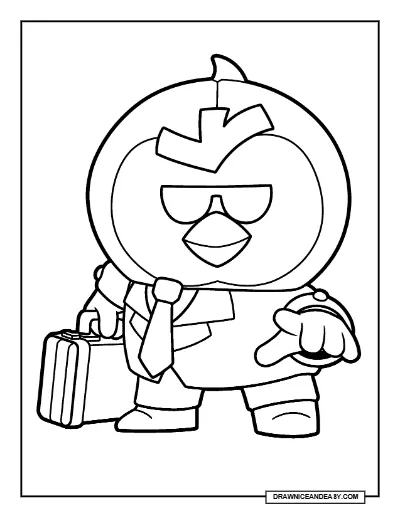 Agent P Mr. P Brawl Stars Coloring Page – Free Printable PDF coloring page preview