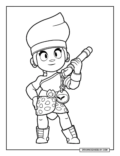 Amber Brawl Stars Coloring Page – Free Printable PDF coloring page preview