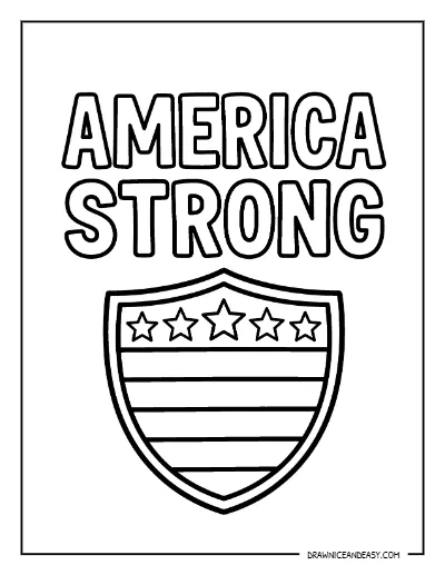 America Strong Shield Coloring Page – Free Patriotic Printable coloring page preview