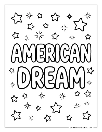 American Dream Stars Coloring Page – Free Patriotic Printable coloring page preview