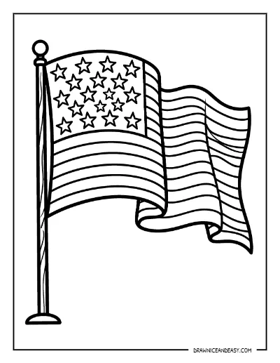 American Flag Banner Wave Coloring Page – Free Printable for Kids coloring page preview