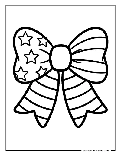 American Flag Bow Coloring Page – Free Printable for Kids coloring page preview
