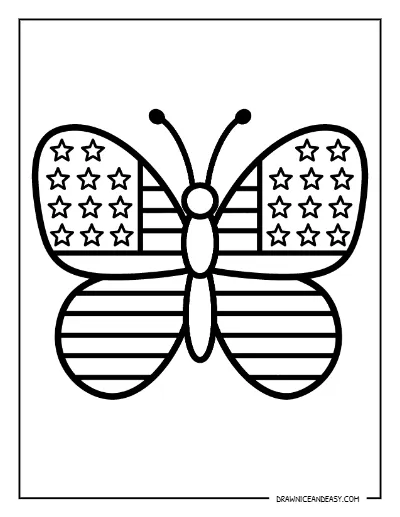American Flag Butterfly Coloring Page – Free Printable for Kids coloring page preview