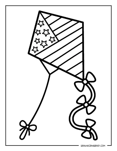 American Flag Kite Coloring Page – Free Printable for Kids coloring page preview