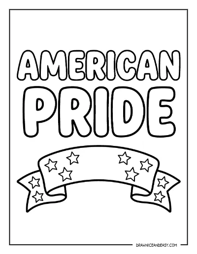 American Pride Ribbon Coloring Page – Free Patriotic Printable coloring page preview