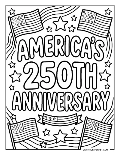America's 250th Anniversary Coloring Page – Free Printable 2026 coloring page preview