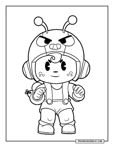 Arch-Villain Bea Brawl Stars Coloring Page – Free Printable PDF coloring page preview