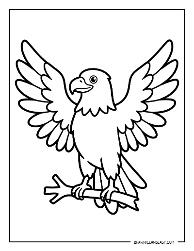 Bald Eagle Spread Wings Coloring Page – Free Printable for Kids coloring page preview