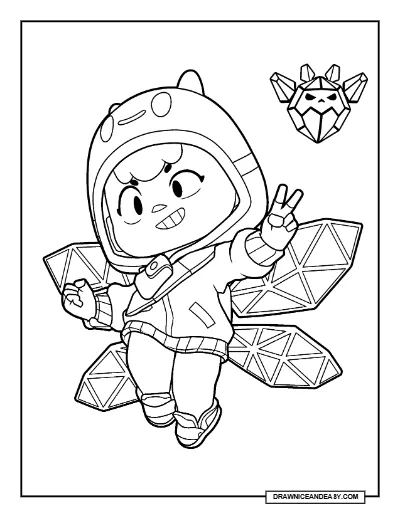 Bea Byte Brawl Stars Coloring Page – Free Printable PDF coloring page preview