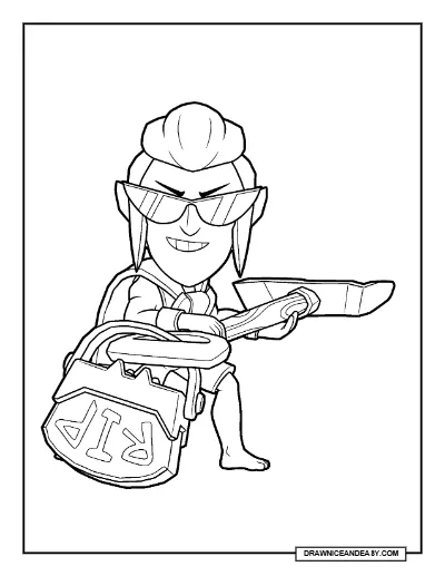 Beach Time Mortis Brawl Stars Coloring Page – Free Printable PDF coloring page preview
