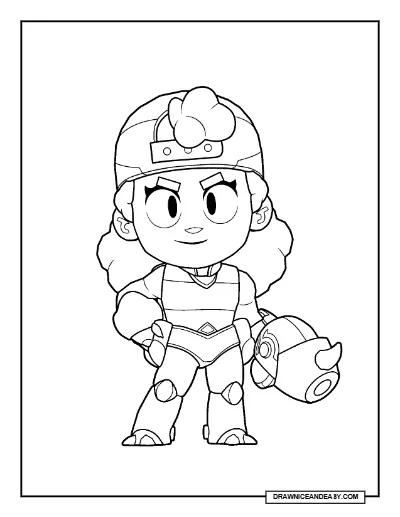 Beetle Meg Brawl Stars Coloring Page – Free Printable PDF coloring page preview