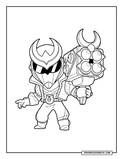 Black Super Ranger Brock Brawl Stars Coloring Page – Free Printable PDF coloring page preview