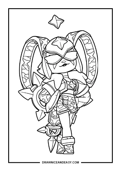 Blackgreen Melodie Brawl Stars Coloring Page – Free Printable PDF coloring page preview