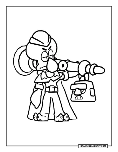 Bloober Mortis Pink Brawl Stars Coloring Page – Free Printable PDF coloring page preview