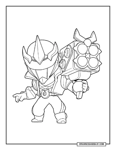 Blue Super Ranger Brock Brawl Stars Coloring Page – Free Printable PDF coloring page preview
