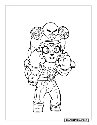 Brawl‑o‑ween Rosa Brawl Stars Coloring Page – Free Printable PDF coloring page preview