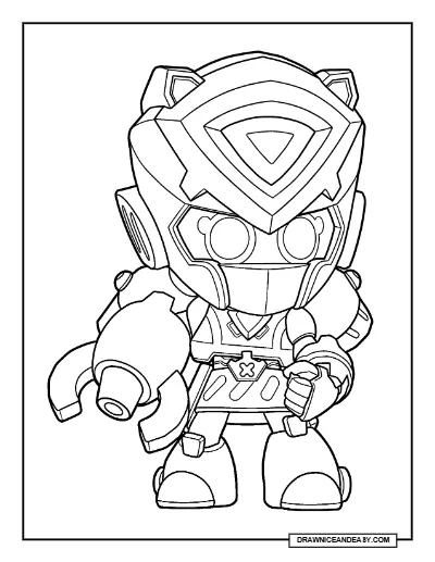 Bubblegum Mecha Jessie Brawl Stars Coloring Page – Free Printable PDF coloring page preview