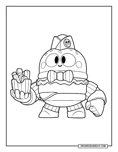 Burger Lou Brawl Stars Coloring Page – Free Printable PDF coloring page preview