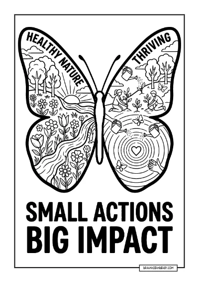 Butterfly Effect - Small Actions Big Impact Earth Day Page coloring page preview