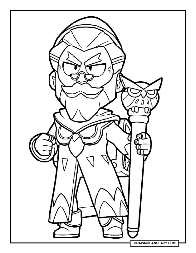 Byron the White Brawl Stars Coloring Page – Free Printable PDF coloring page preview