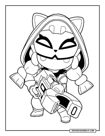 Cat Burglar Jessie Brawl Stars Coloring Page – Free Printable PDF coloring page preview