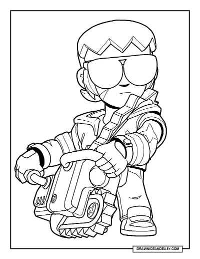 Chainsaw Buster Brawl Stars Coloring Page – Free Printable PDF coloring page preview