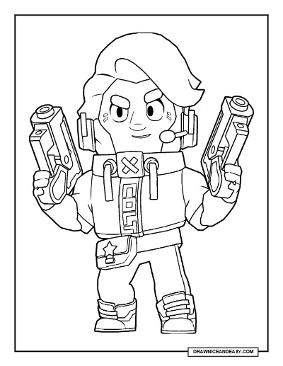 Challenger Colt Brawl Stars Coloring Page – World Championship 2020 Skin Printable coloring page preview