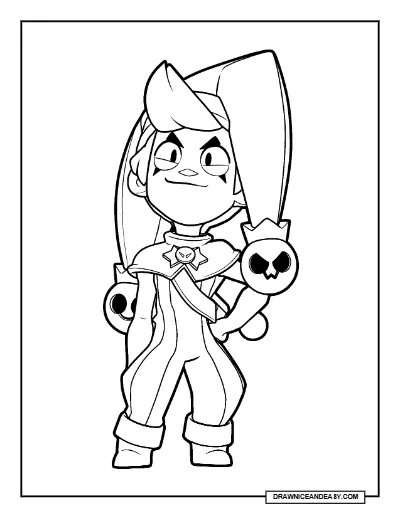 Chester Brawl Stars Coloring Page – Default Skin Free Printable coloring page preview