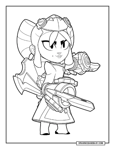 Clockwork Kaze Brawl Stars Coloring Page – Free Printable PDF coloring page preview