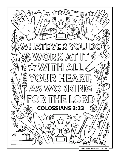 Colossians 3:23 Whatever You Do Bible Verse Coloring Page coloring page preview