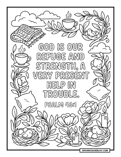 Comfort Bible Verse Coloring Page: Peaceful Scripture Art coloring page preview
