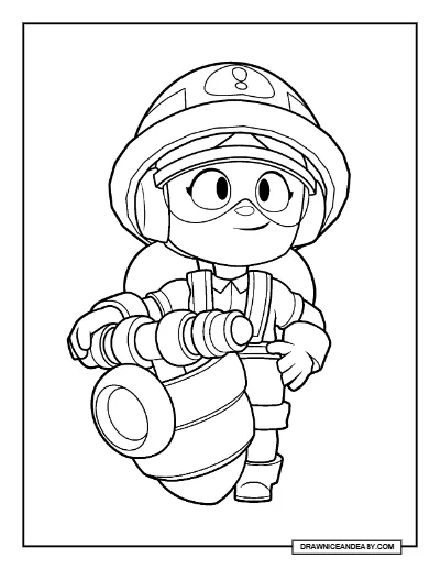 Constructor Jacky Brawl Stars Coloring Page – Free Printable PDF coloring page preview