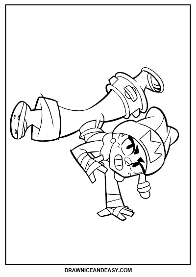  Cool Mina Brawl Stars Coloring Page – Free Printable PDF coloring page preview