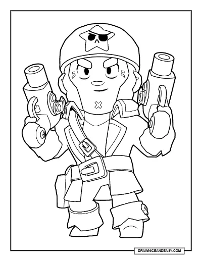 Corsair Colt Brawl Stars Coloring Page – Pirate Skin Free Printable coloring page preview