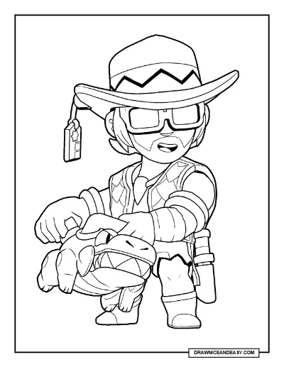 Crocodile Buster Brawl Stars Coloring Page – Free Printable PDF coloring page preview