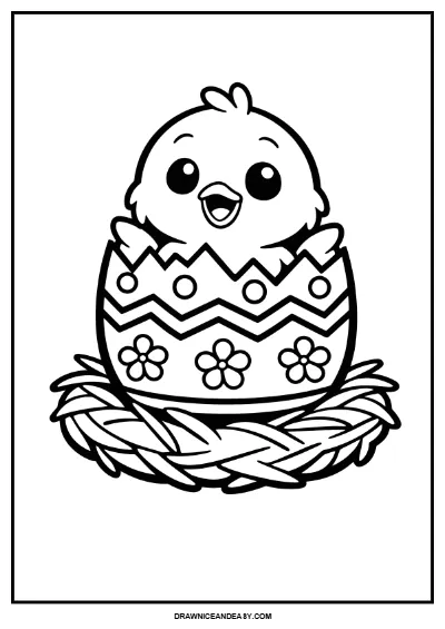 Cute Baby Chick Coloring Page  coloring page preview