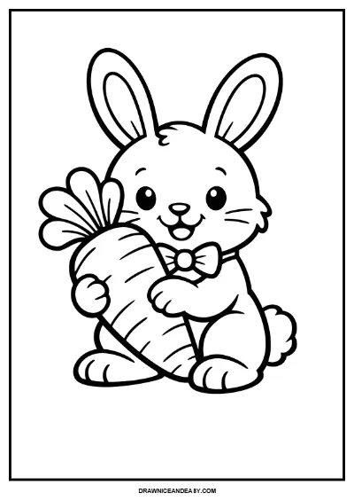 Cute Easter Bunny Coloring Page | Spring Animal Fun for Kids | Easy Holiday Printable coloring page preview