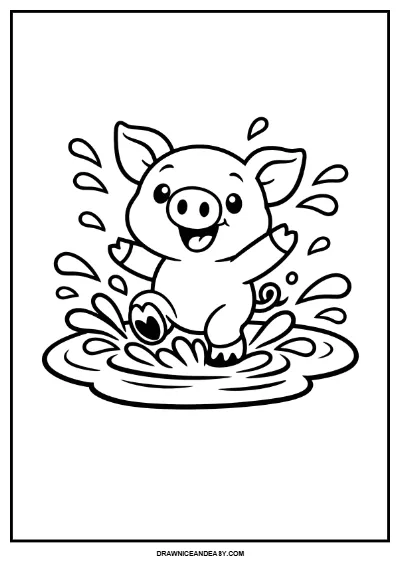 Cute Piglet Coloring Page | Farm Animal Fun for Kids | Easy Spring Printable coloring page preview