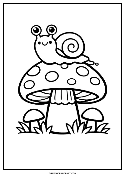 Cute Snail Coloring Page | Spring Garden Fun for Kids | Easy Nature Printable coloring page preview