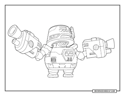 D4R-RY1 Darryl Brawl Stars Coloring Page – Free Printable PDF coloring page preview